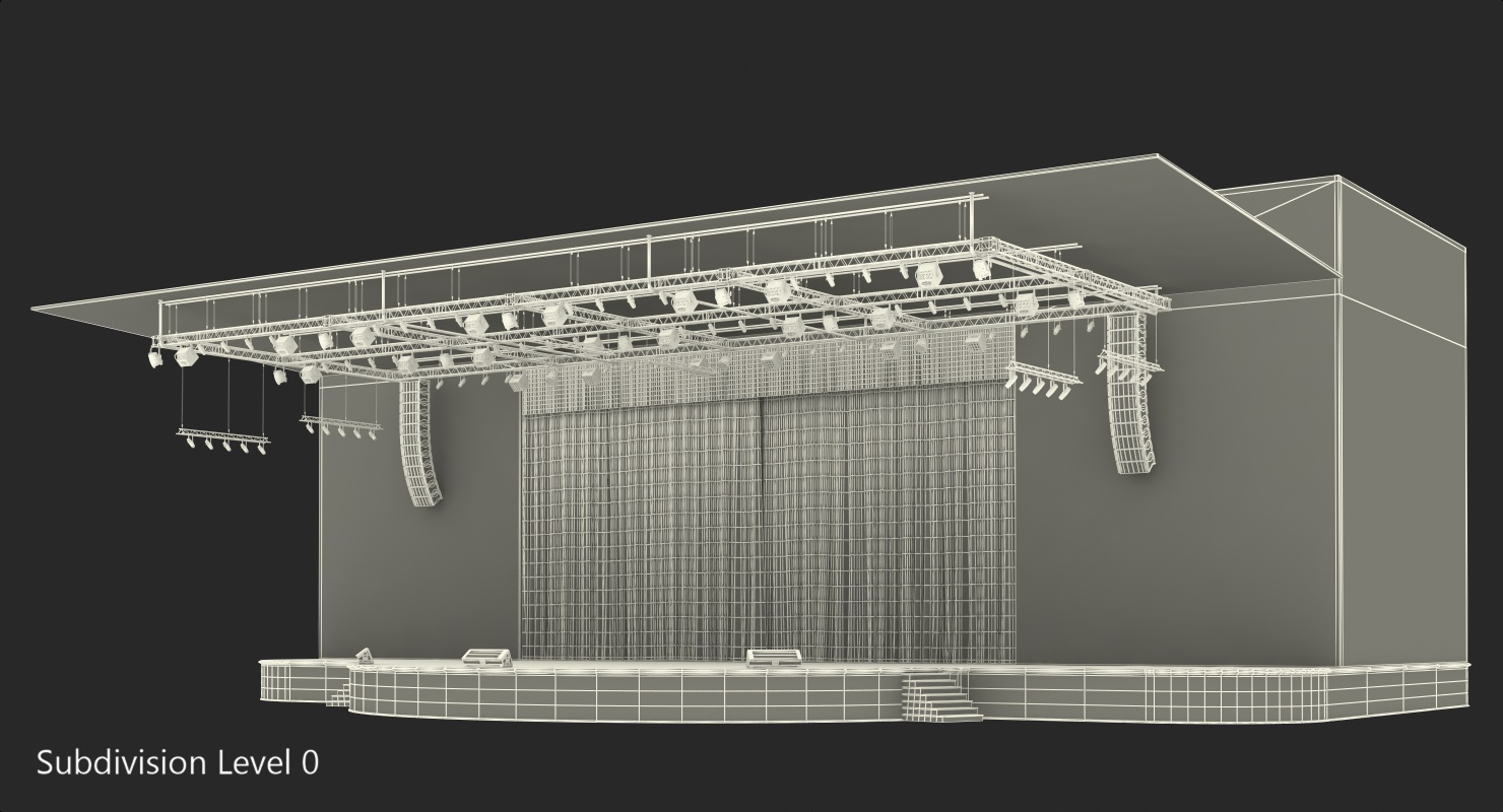 3D Theater Stage Closed Curtain model