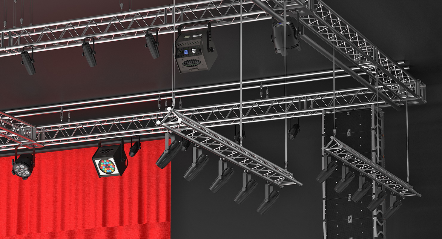 3D Theater Stage Closed Curtain model