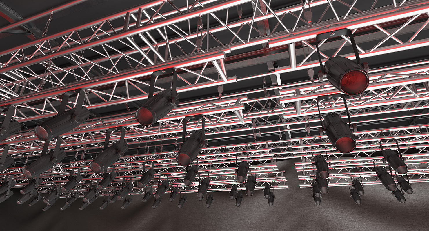 3D Theater Stage Closed Curtain model