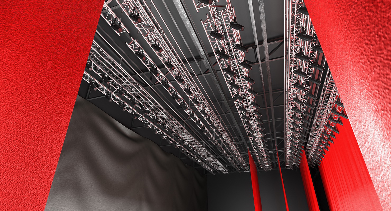 3D Theater Stage Closed Curtain model
