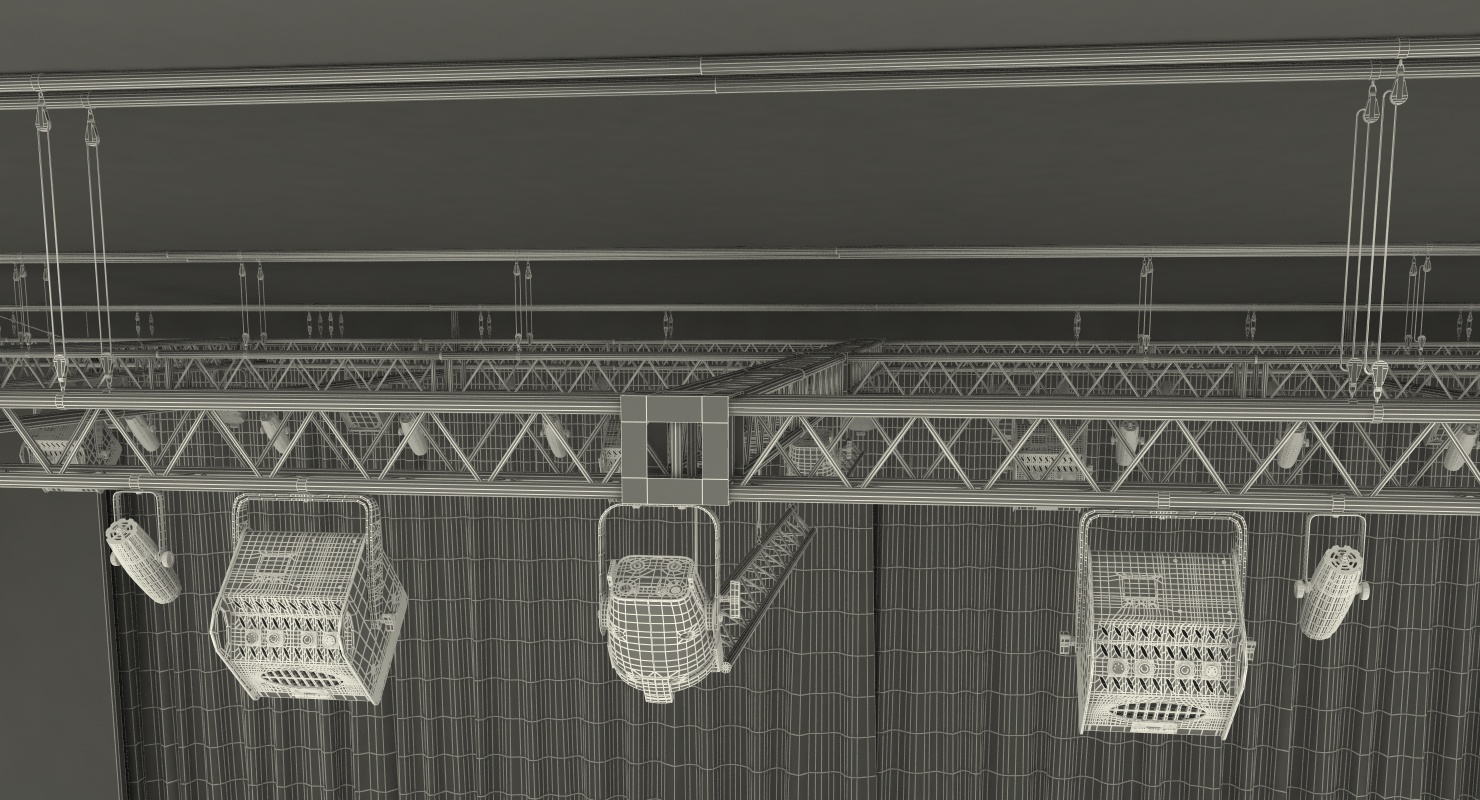 3D Theater Stage Closed Curtain model