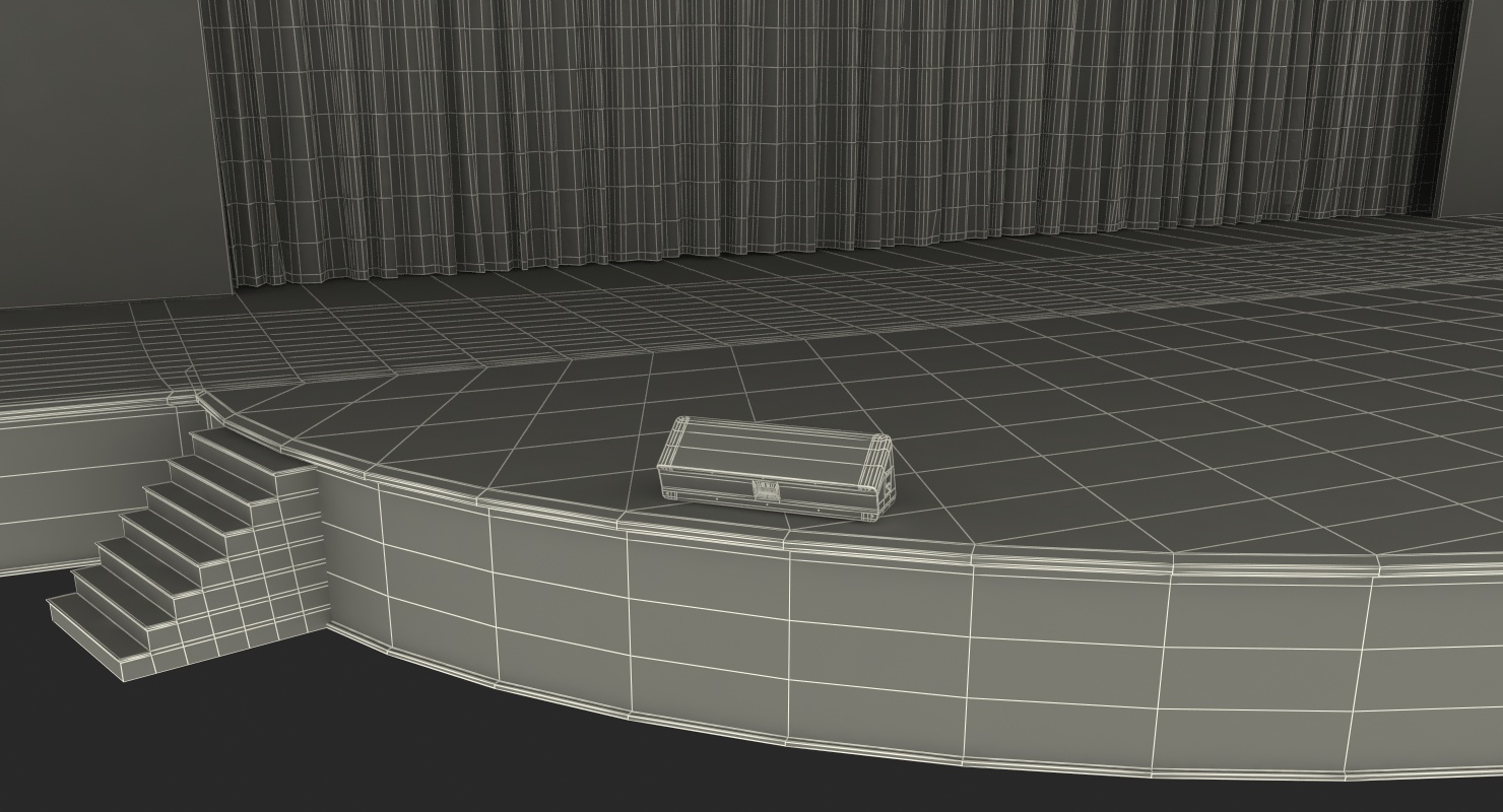 3D Theater Stage Closed Curtain model