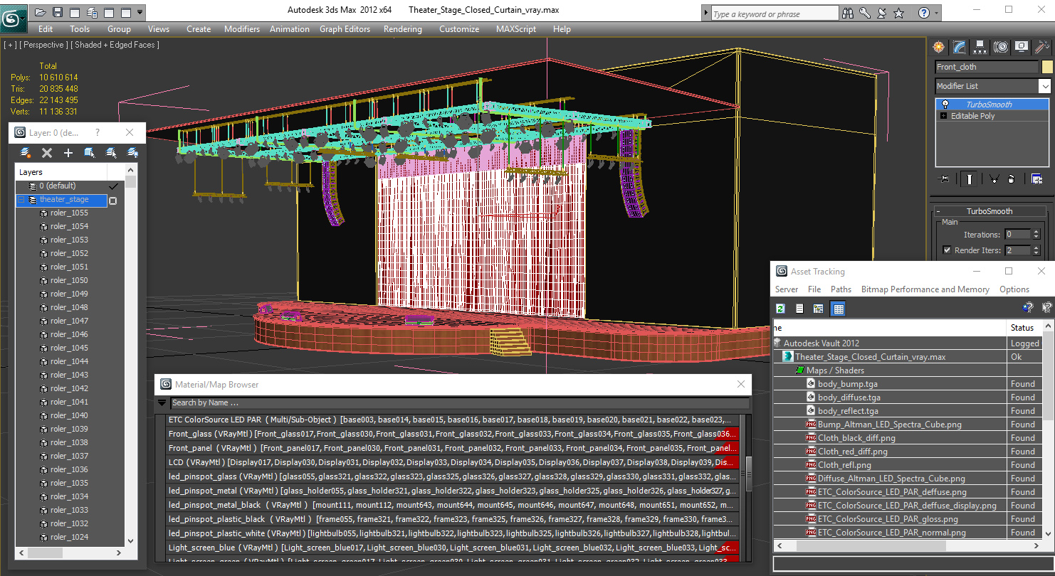 3D Theater Stage Closed Curtain model