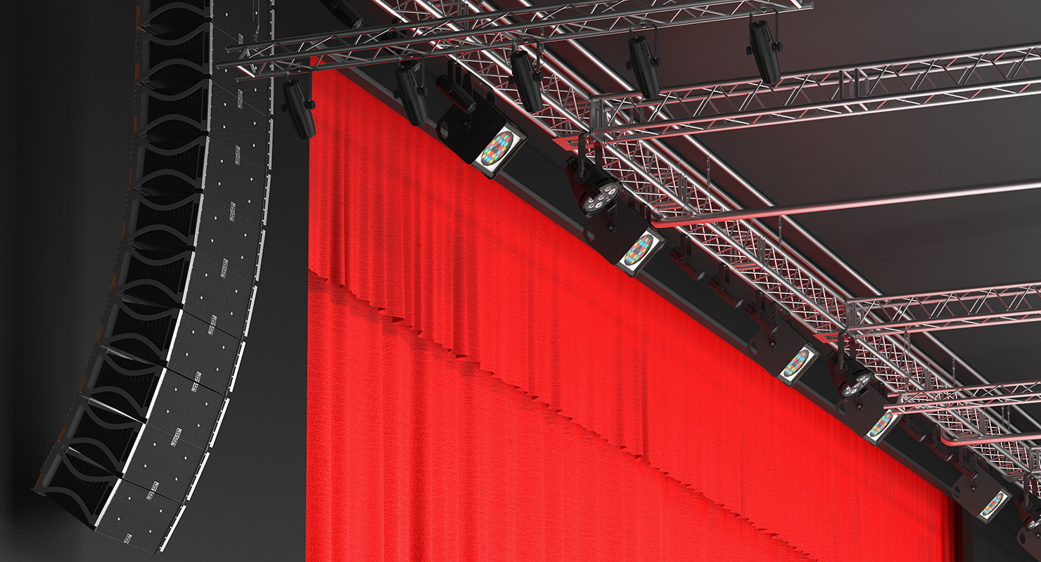 3D Theater Stage Closed Curtain model
