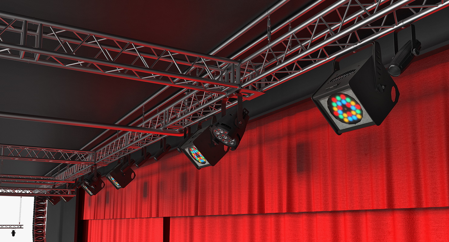3D Theater Stage Closed Curtain model