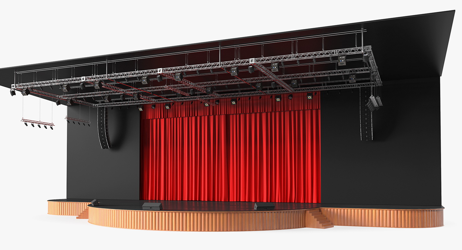3D Theater Stage Closed Curtain model