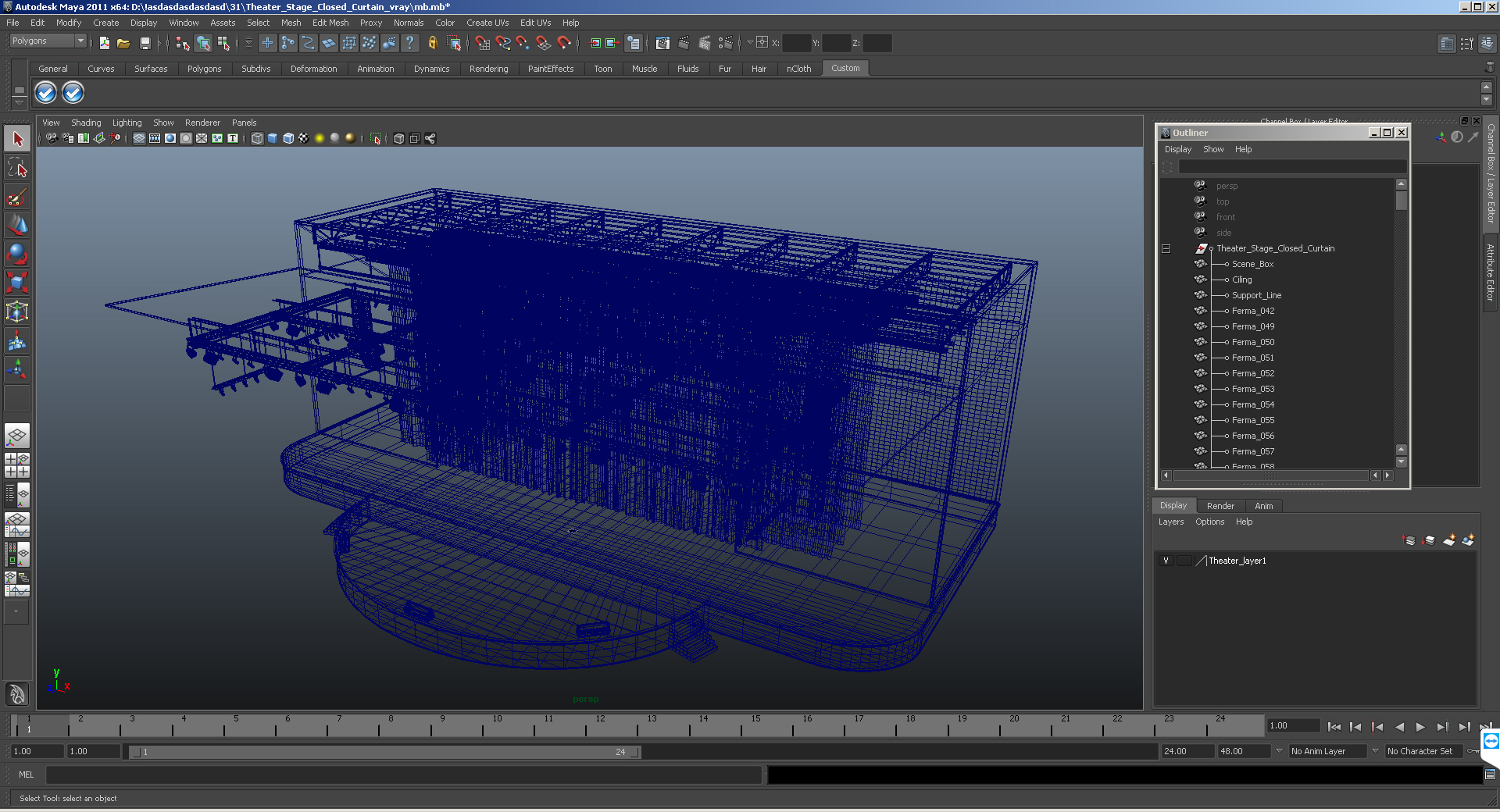 3D Theater Stage Closed Curtain model