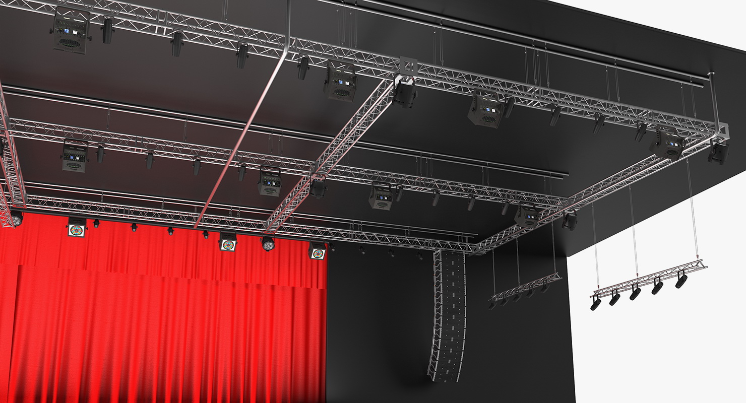 3D Theater Stage Closed Curtain model