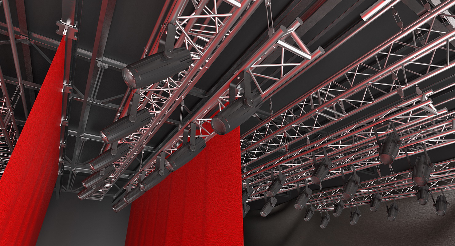 3D Theater Stage Closed Curtain model