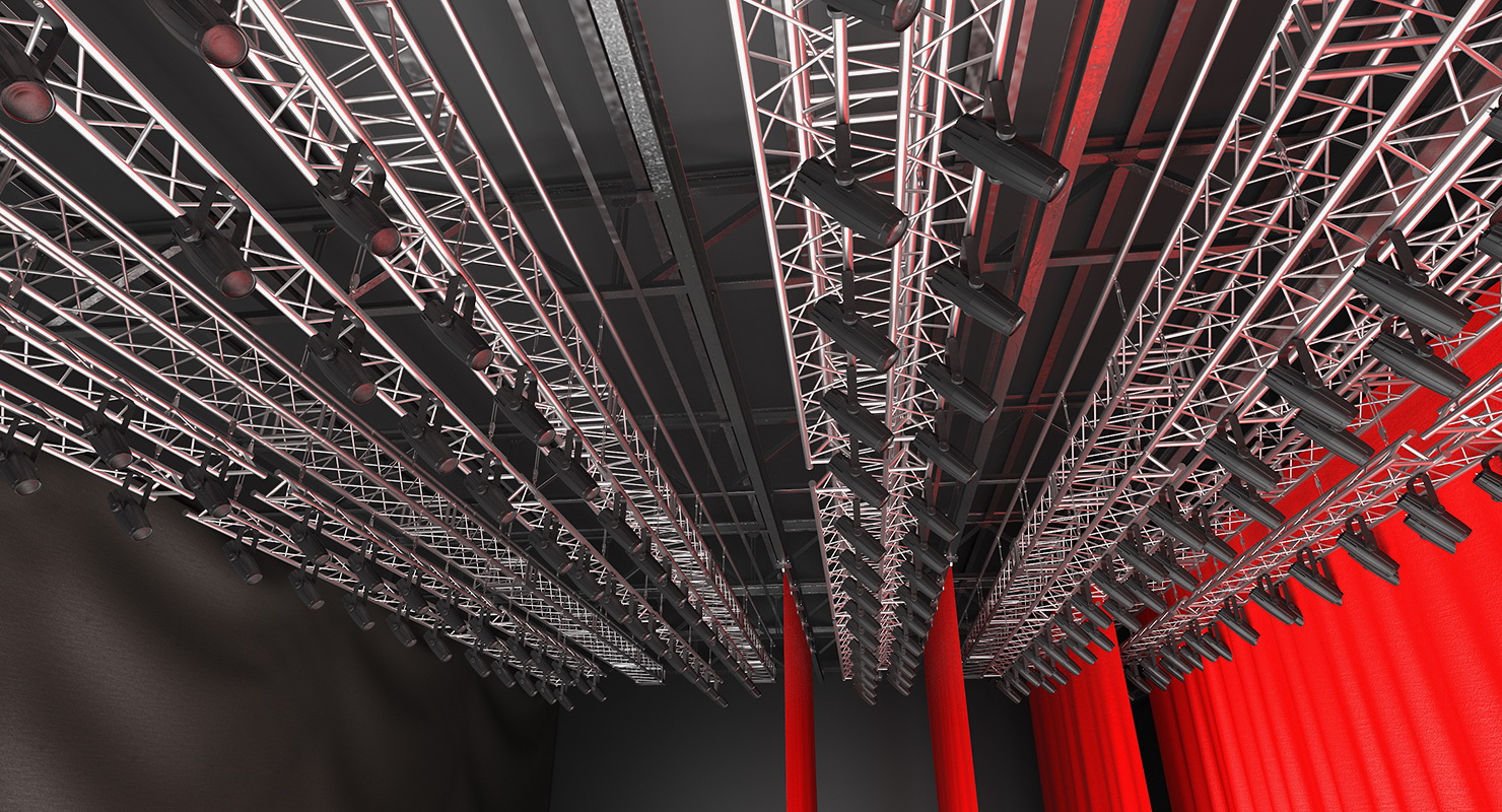 3D Theater Stage Closed Curtain model