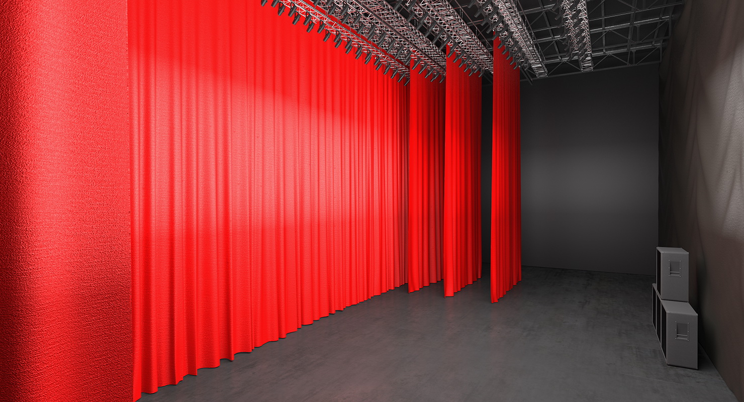 3D Theater Stage Closed Curtain model