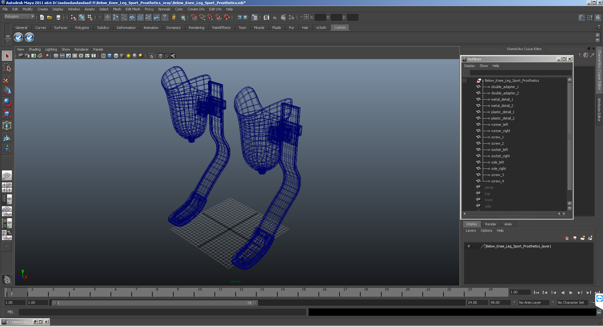 Below Knee Leg Sport Prosthetics 3D