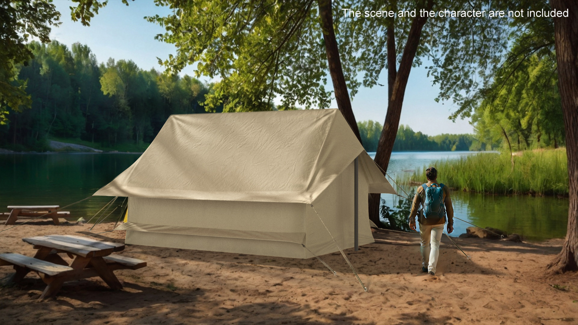 3D Sand Color Vintage Ridge Tent Closed