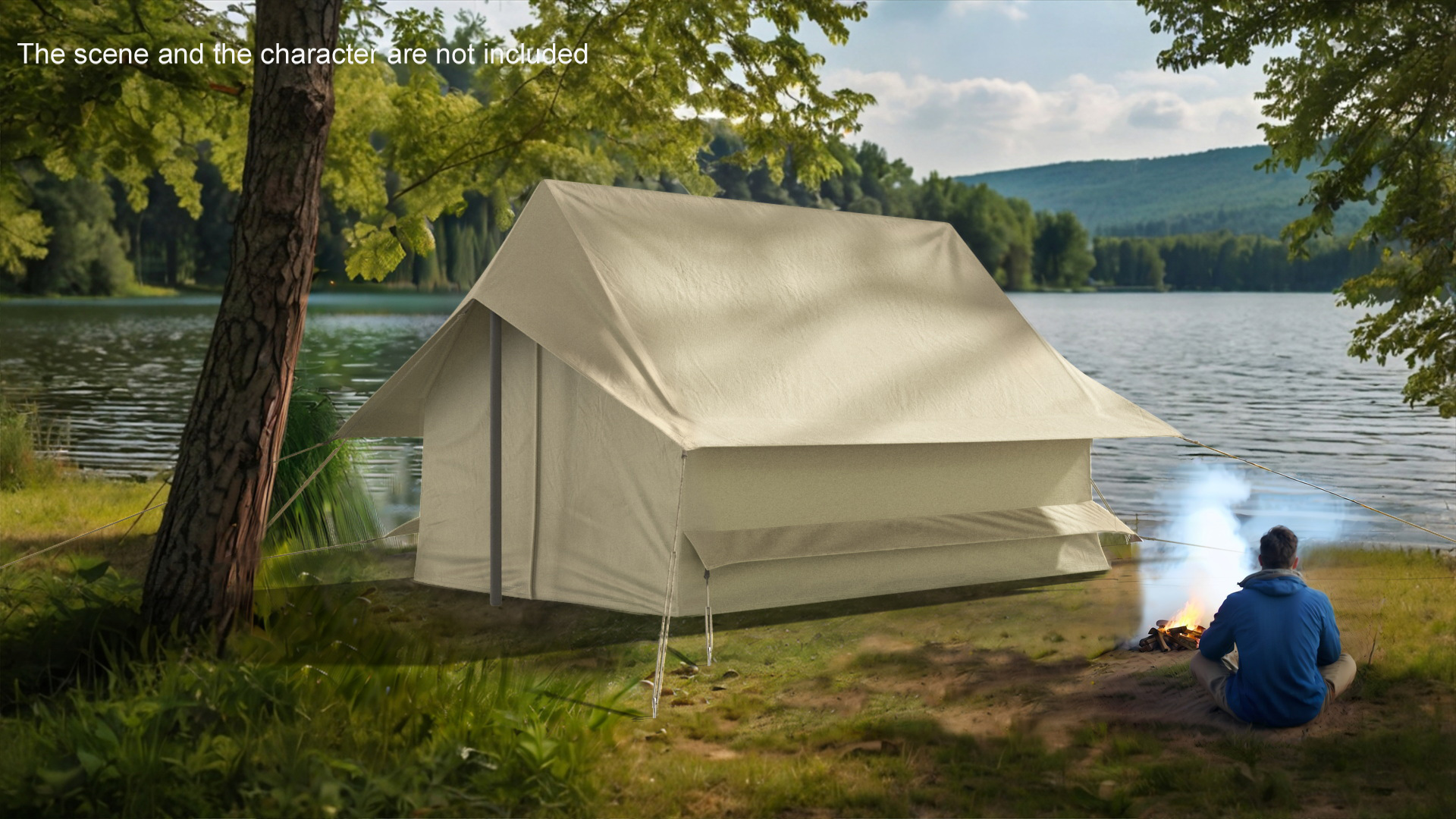 3D Sand Color Vintage Ridge Tent Closed