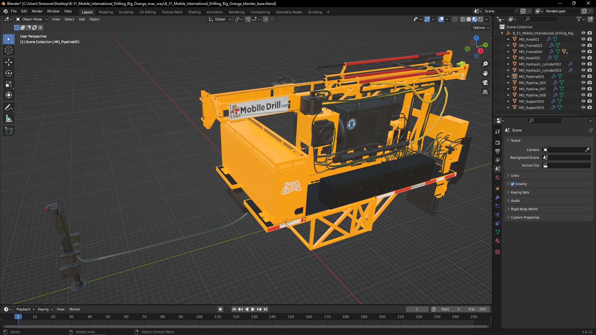 3D model B-51 Mobile International Drilling Rig Orange