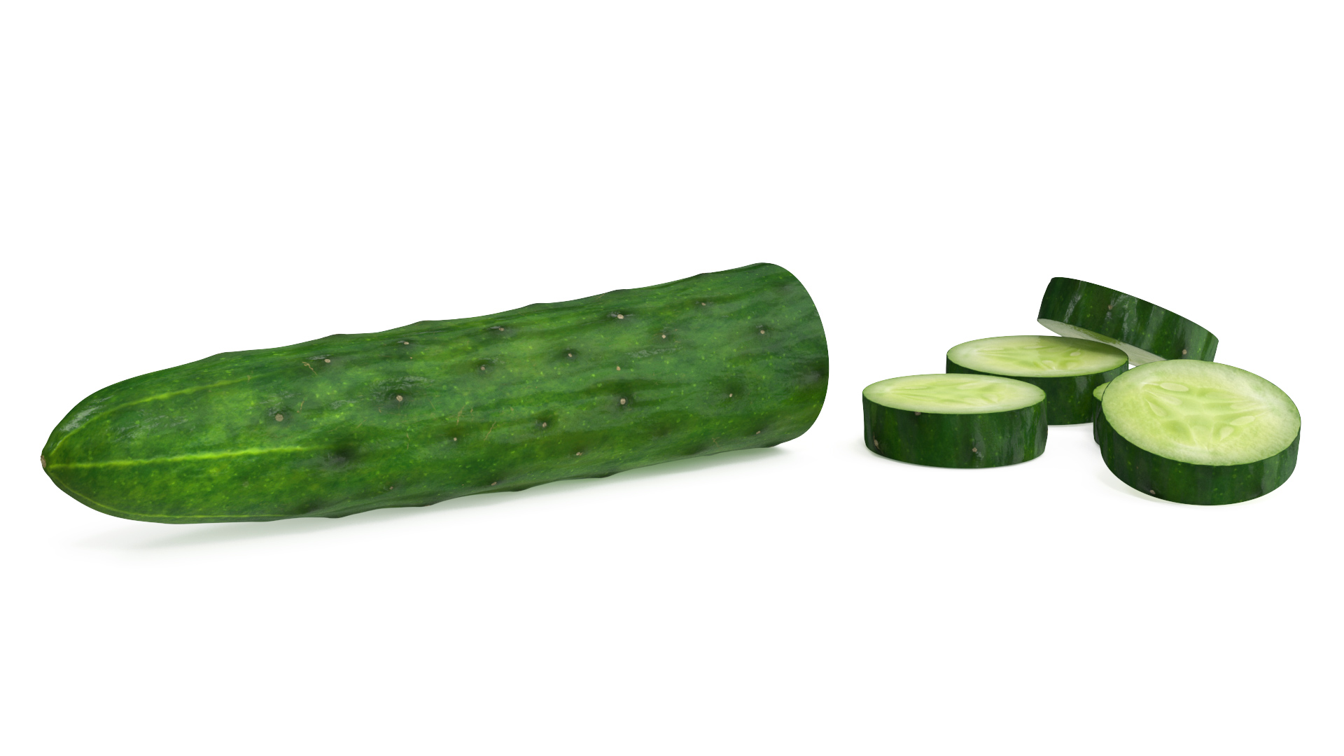 Half Cucumber With Few Slices 3D model