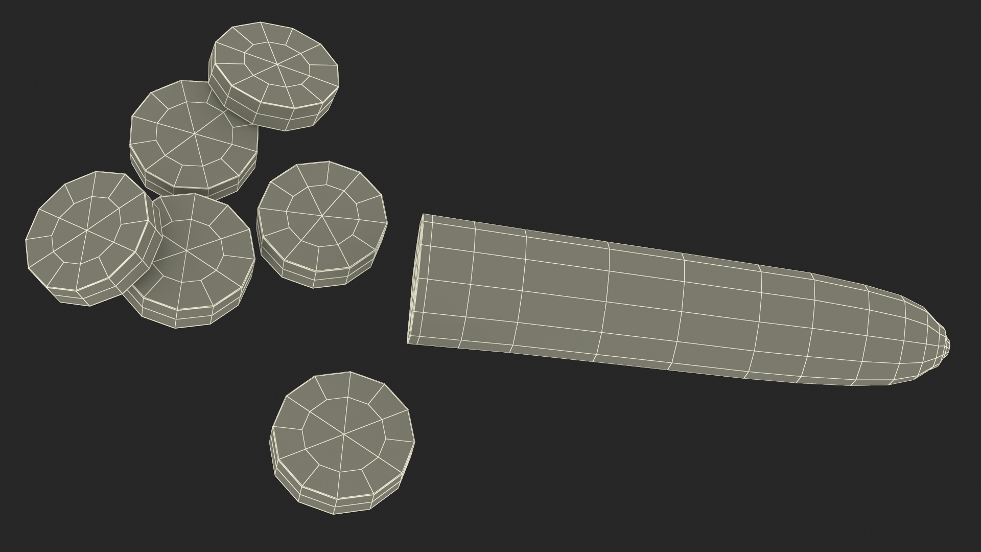 Half Cucumber With Few Slices 3D model