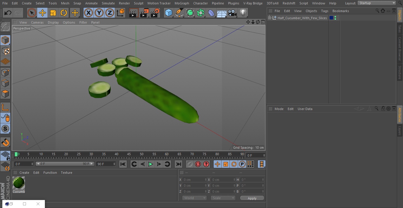Half Cucumber With Few Slices 3D model