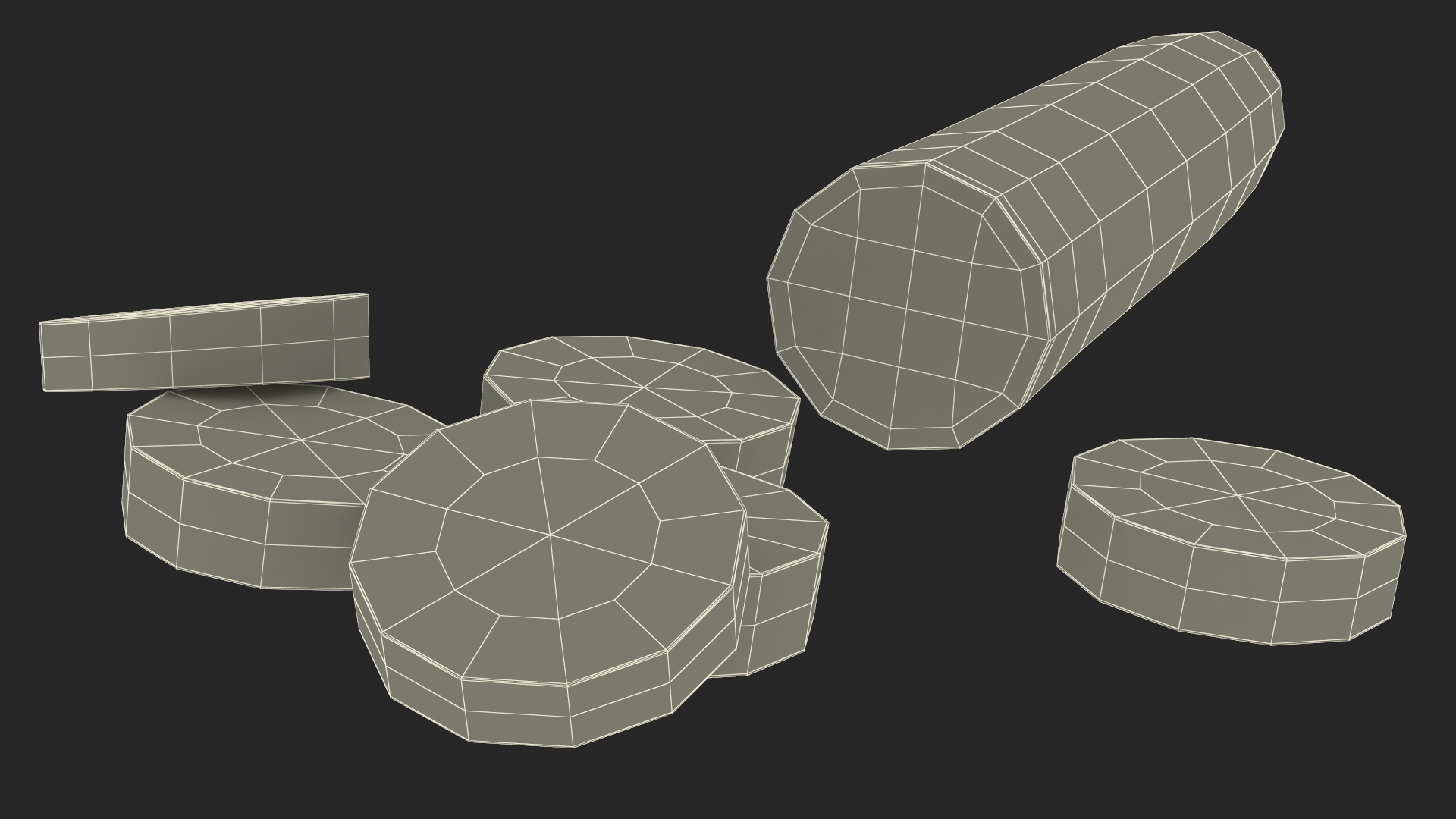 Half Cucumber With Few Slices 3D model