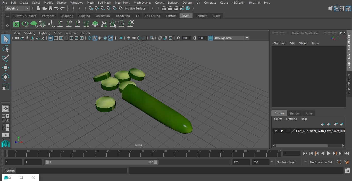 Half Cucumber With Few Slices 3D model