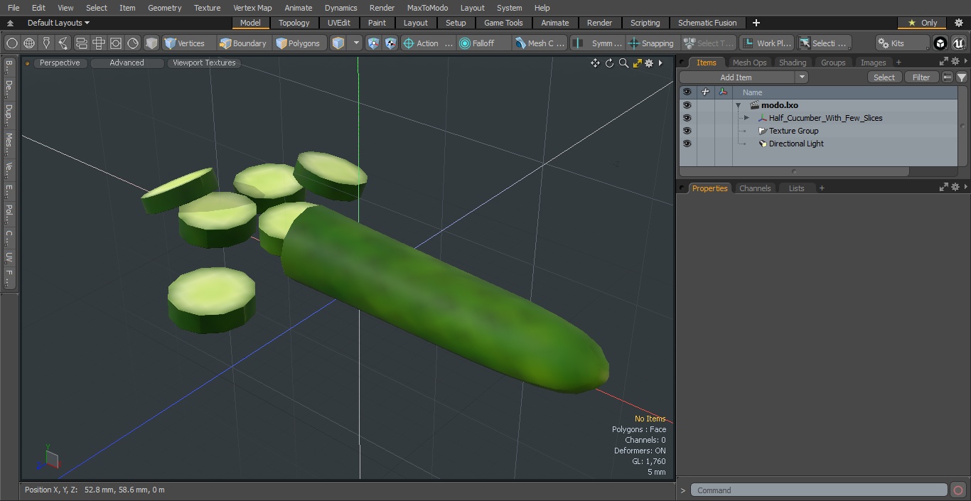 Half Cucumber With Few Slices 3D model