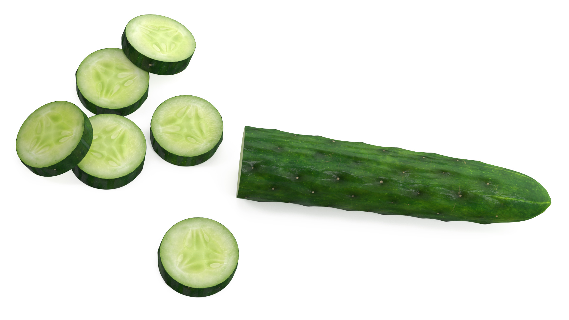 Half Cucumber With Few Slices 3D model
