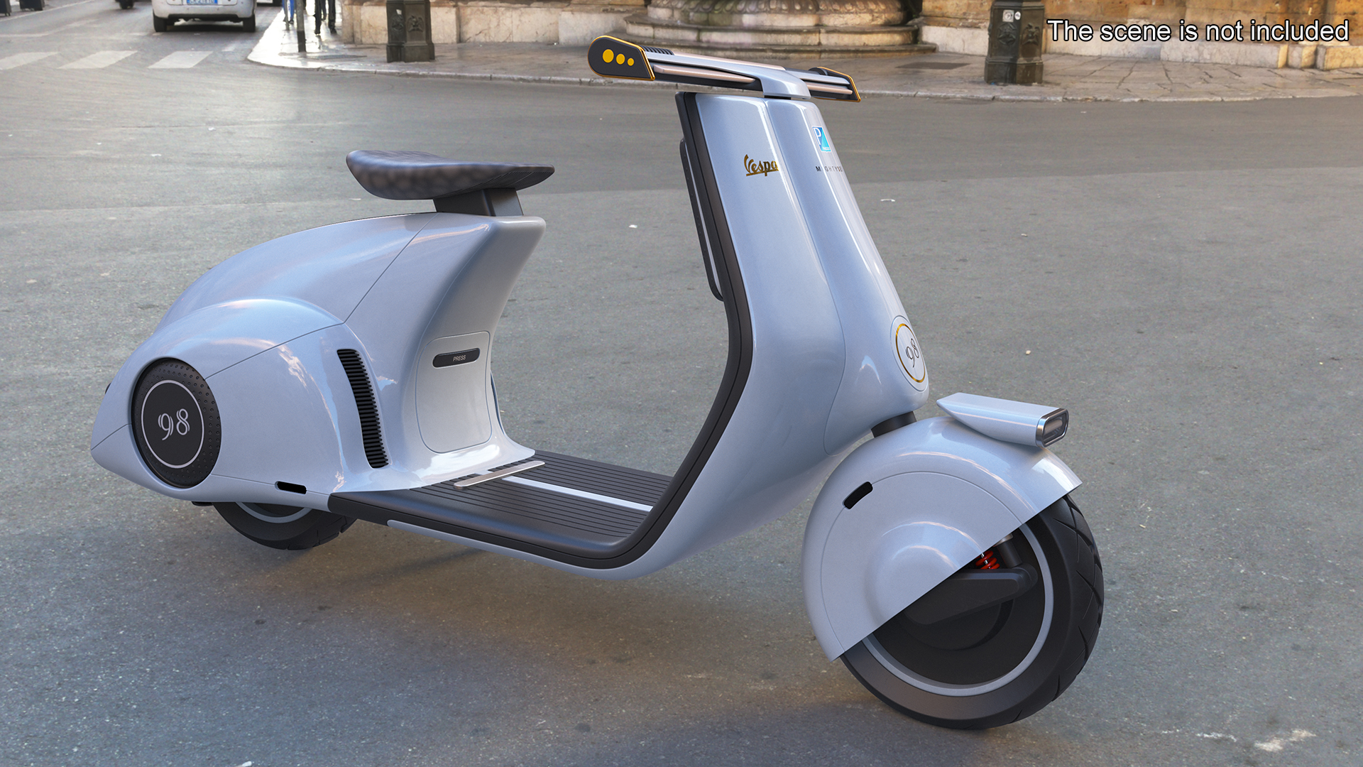 3D Futuristic Electric Scooter Vespa 98 Blue Parked model