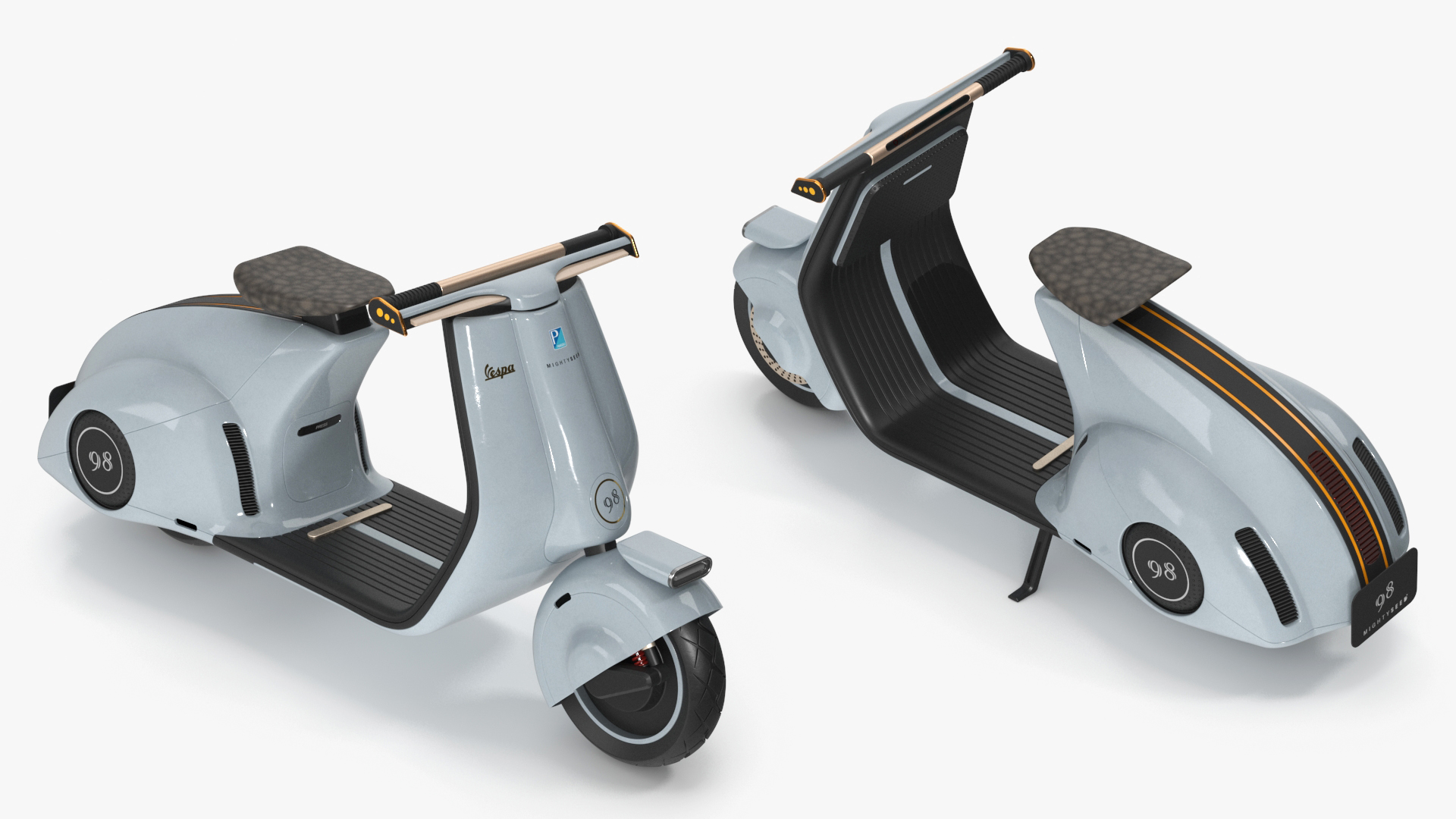 3D Futuristic Electric Scooter Vespa 98 Blue Parked model