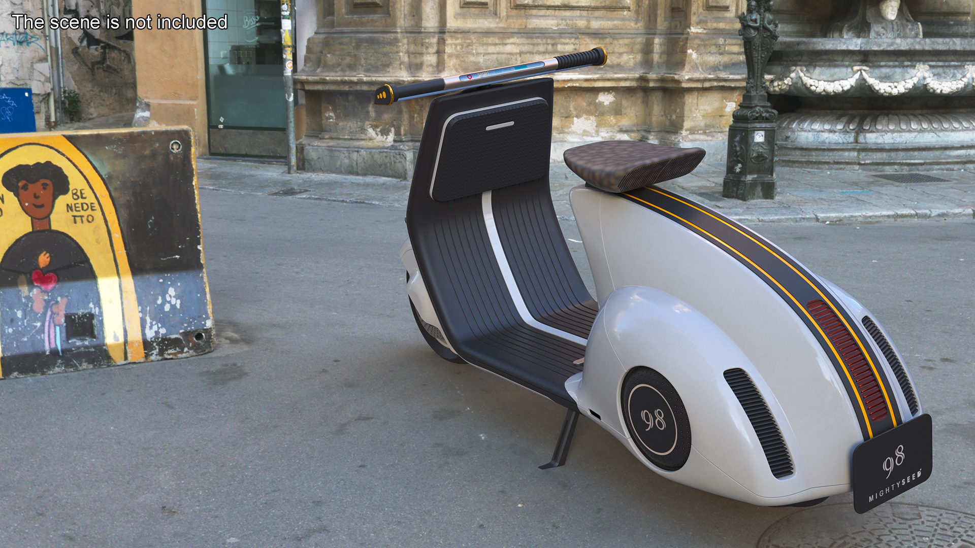 3D Futuristic Electric Scooter Vespa 98 Blue Parked model