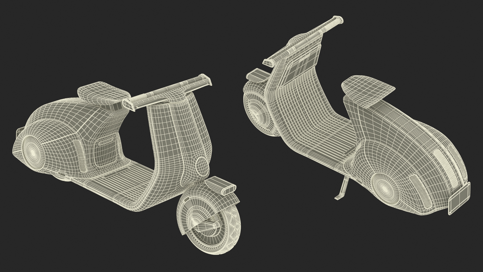 3D Futuristic Electric Scooter Vespa 98 Blue Parked model