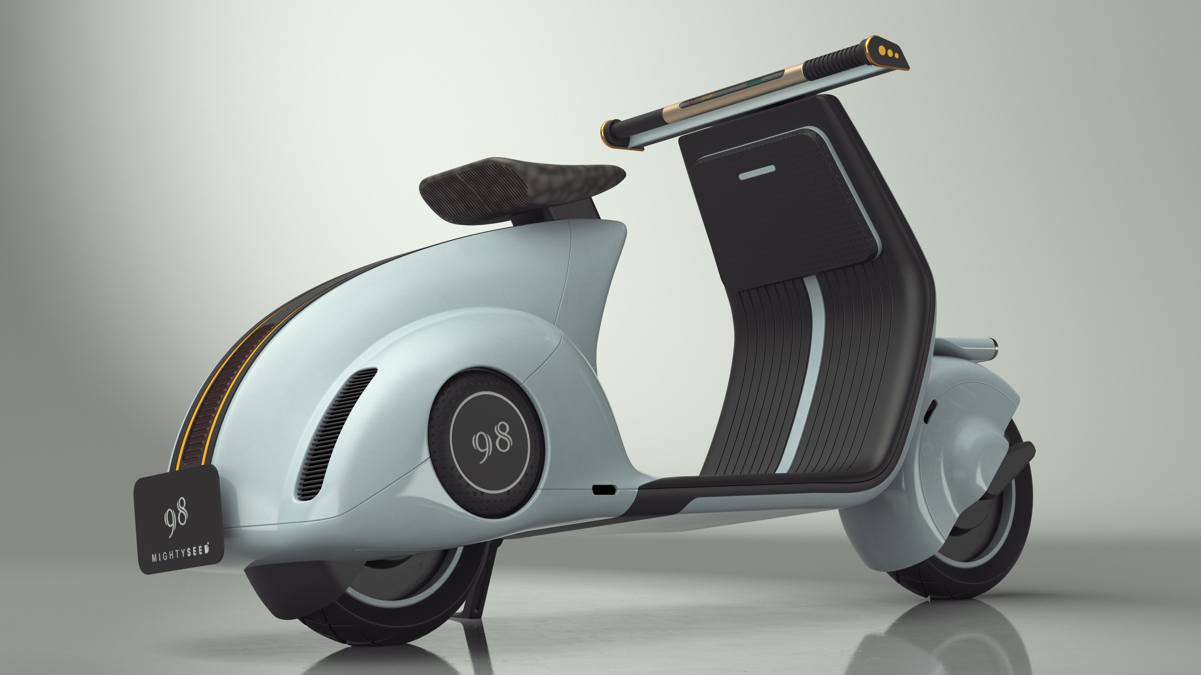3D Futuristic Electric Scooter Vespa 98 Blue Parked model