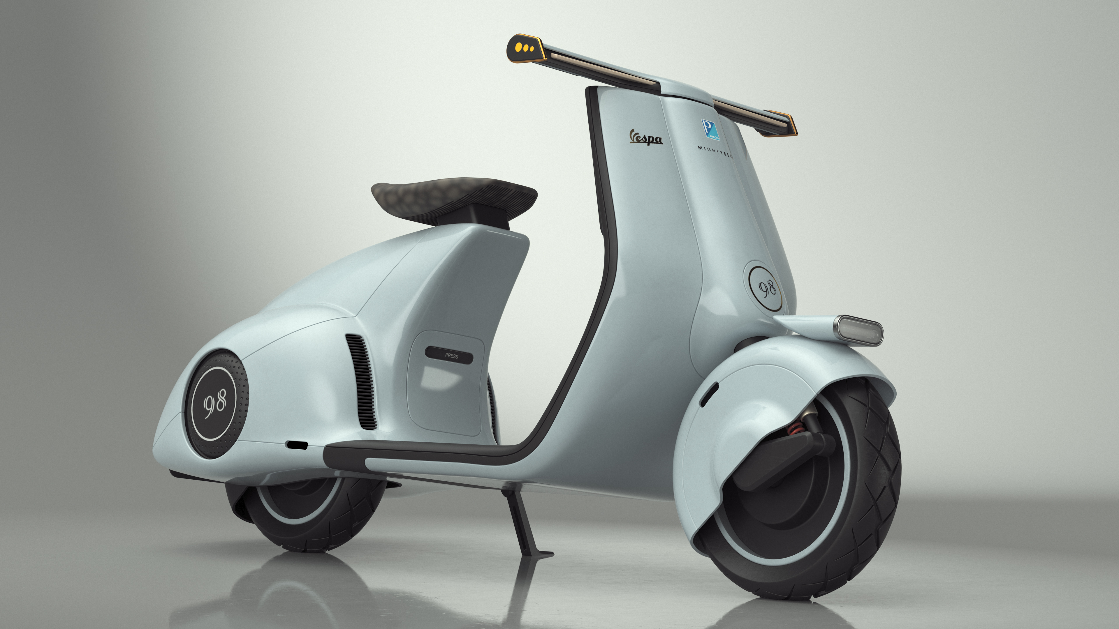 3D Futuristic Electric Scooter Vespa 98 Blue Parked model