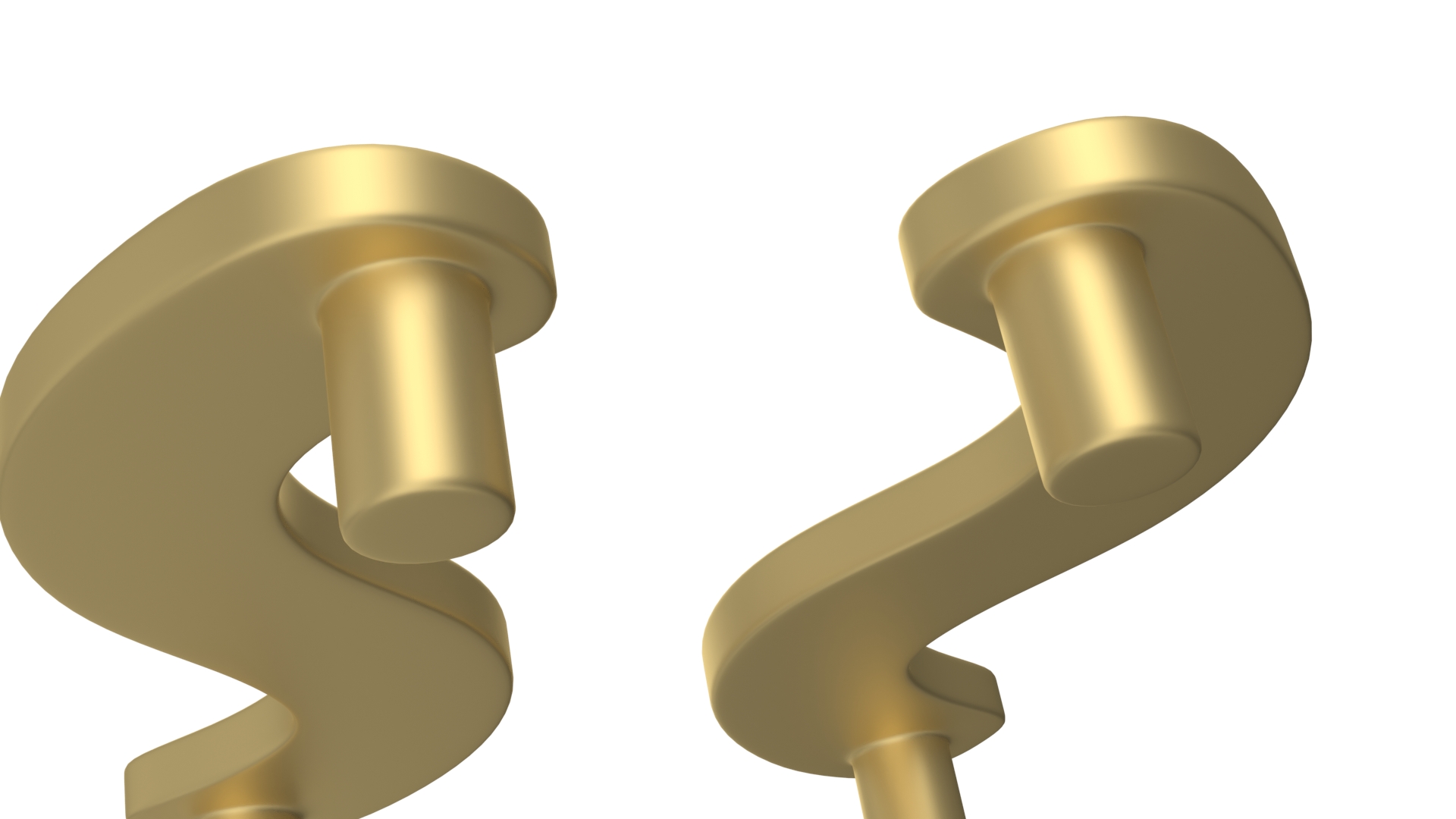 Door Handles Flat Wave Gold 3D