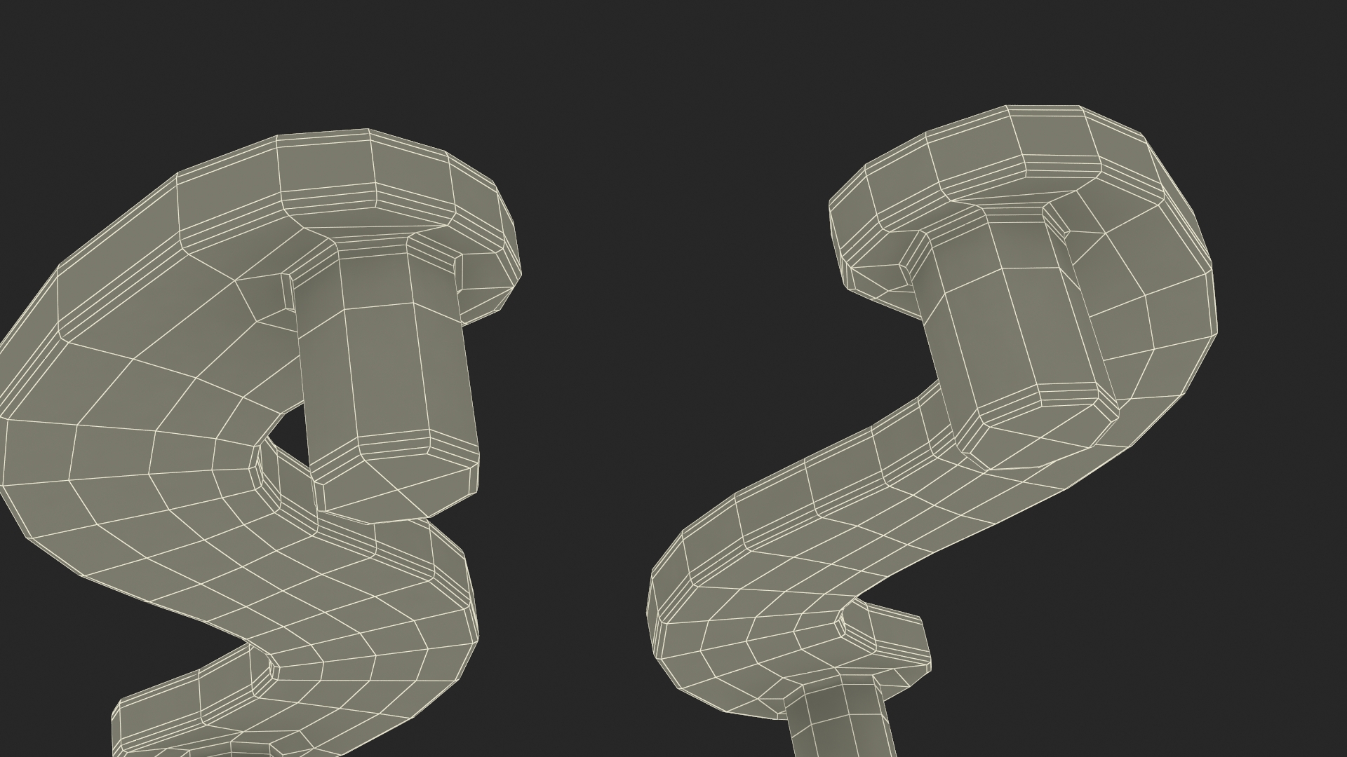Door Handles Flat Wave Gold 3D