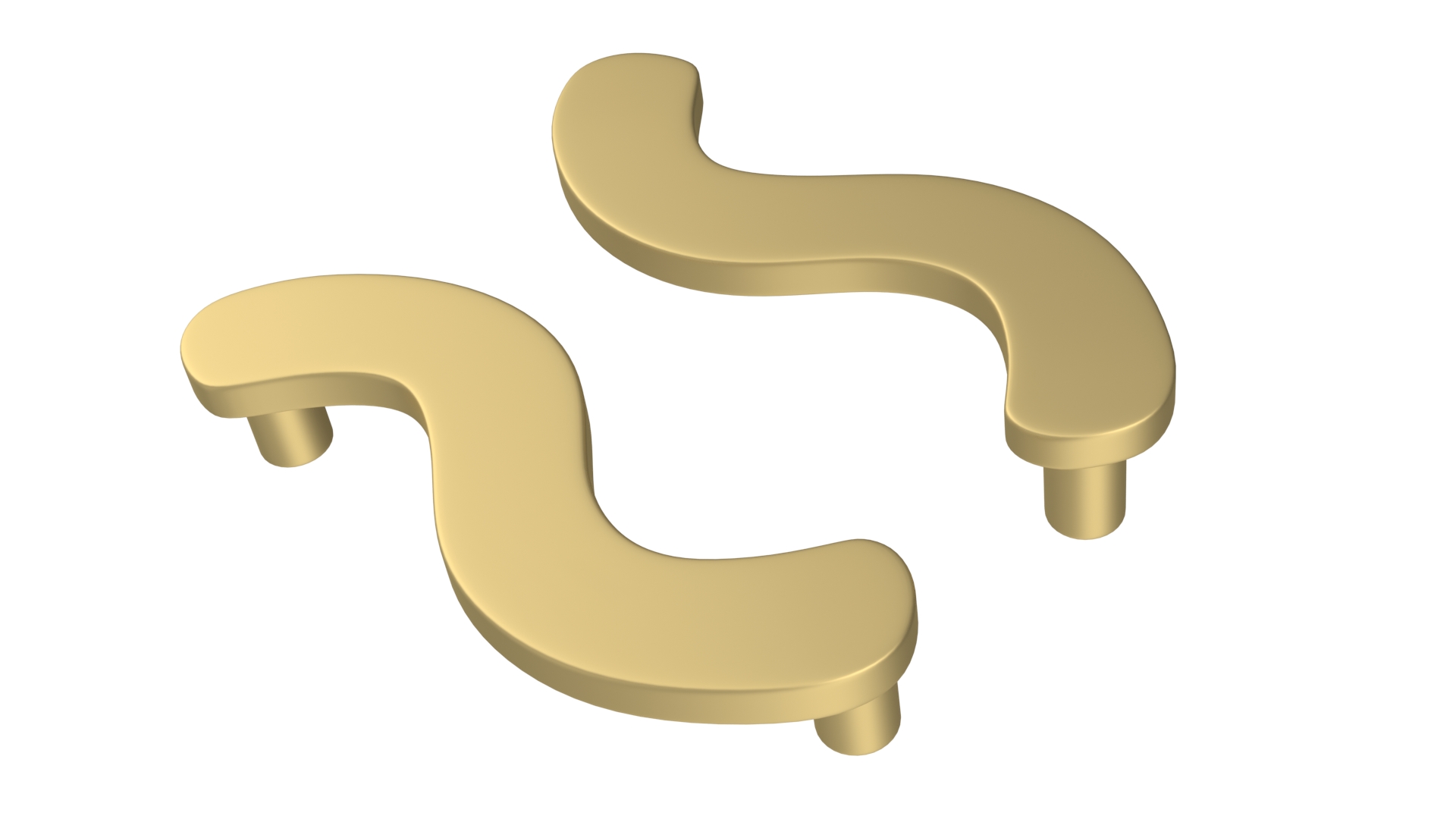 Door Handles Flat Wave Gold 3D