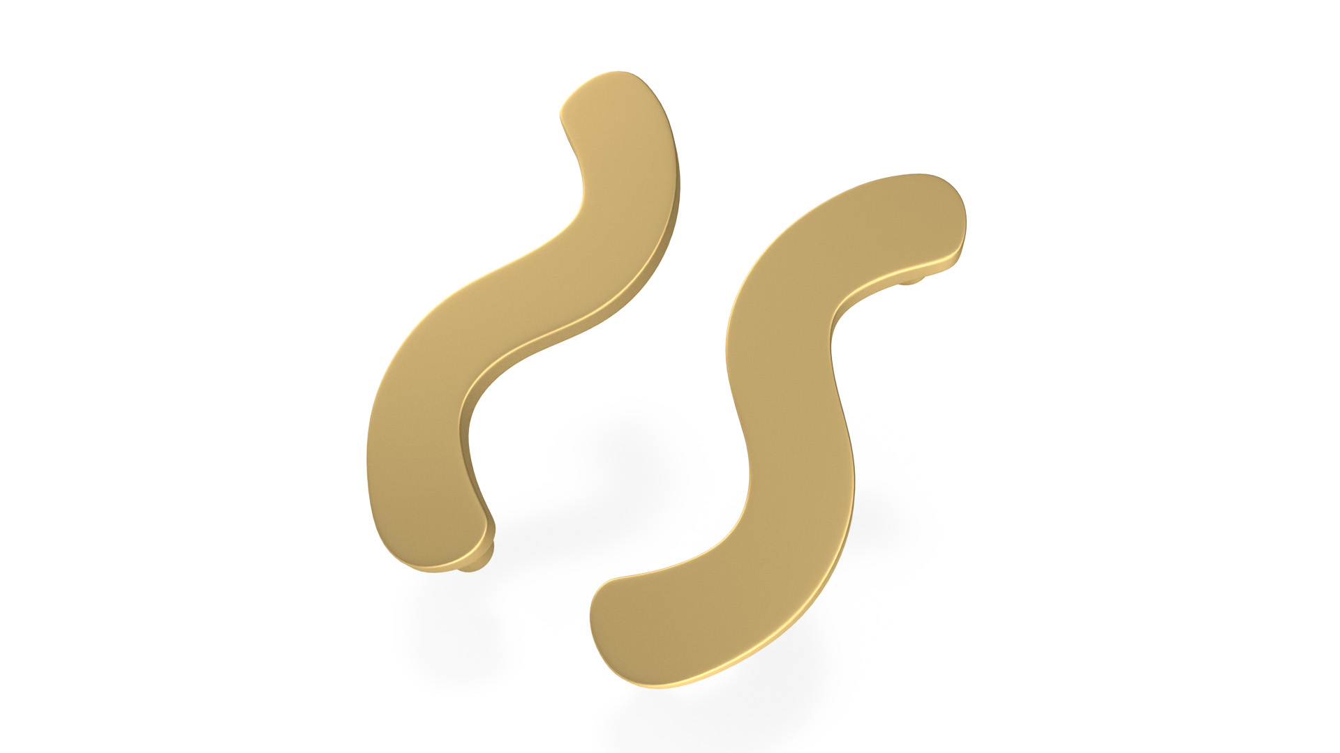 Door Handles Flat Wave Gold 3D