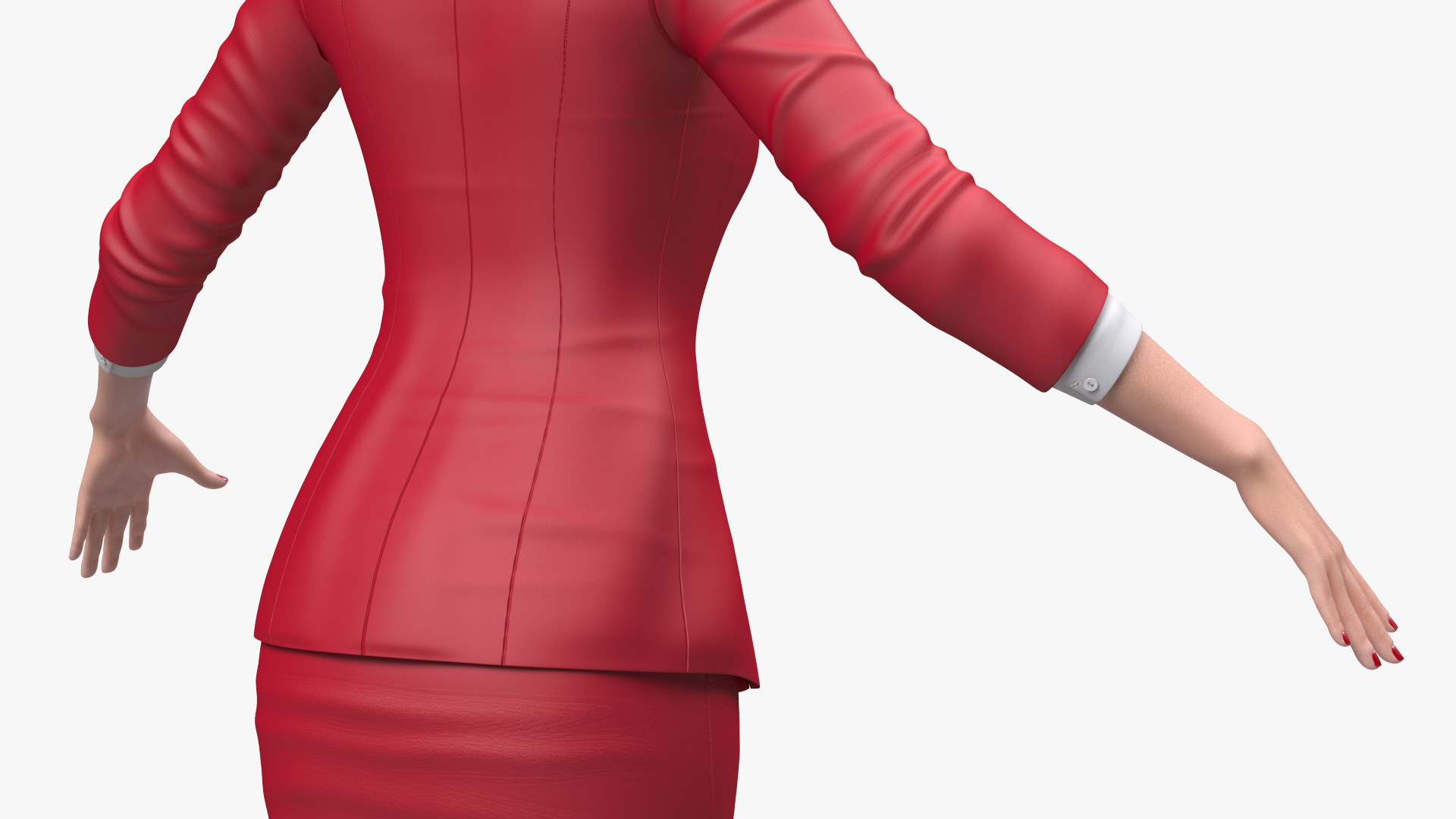 3D model Asian Woman wears Red Formal Suit Rigged