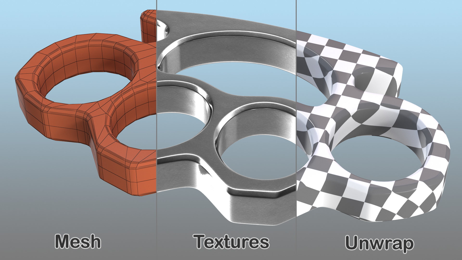 3D Silver Brass Knuckles