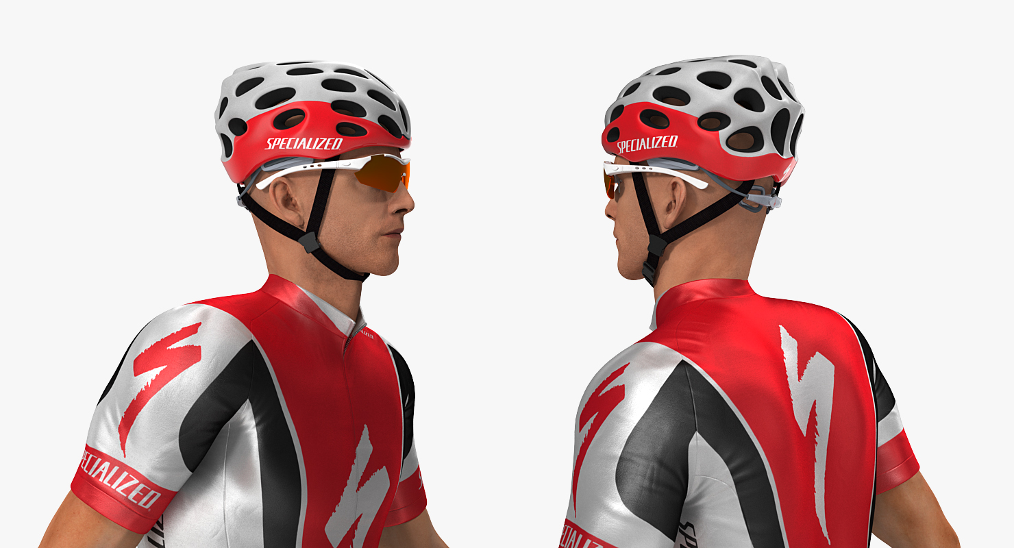 3D Bicyclist in Red Suit Rigged model