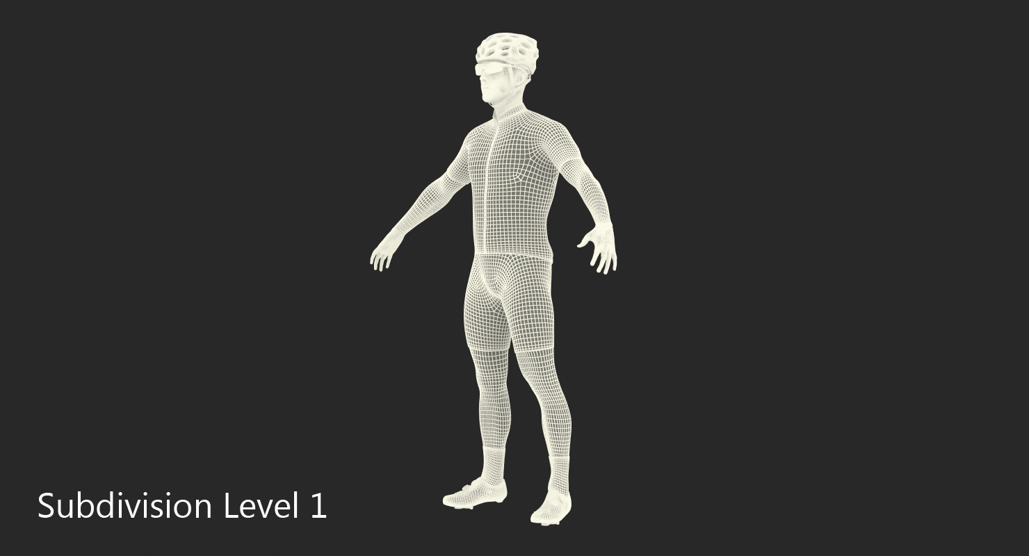 3D Bicyclist in Red Suit Rigged model