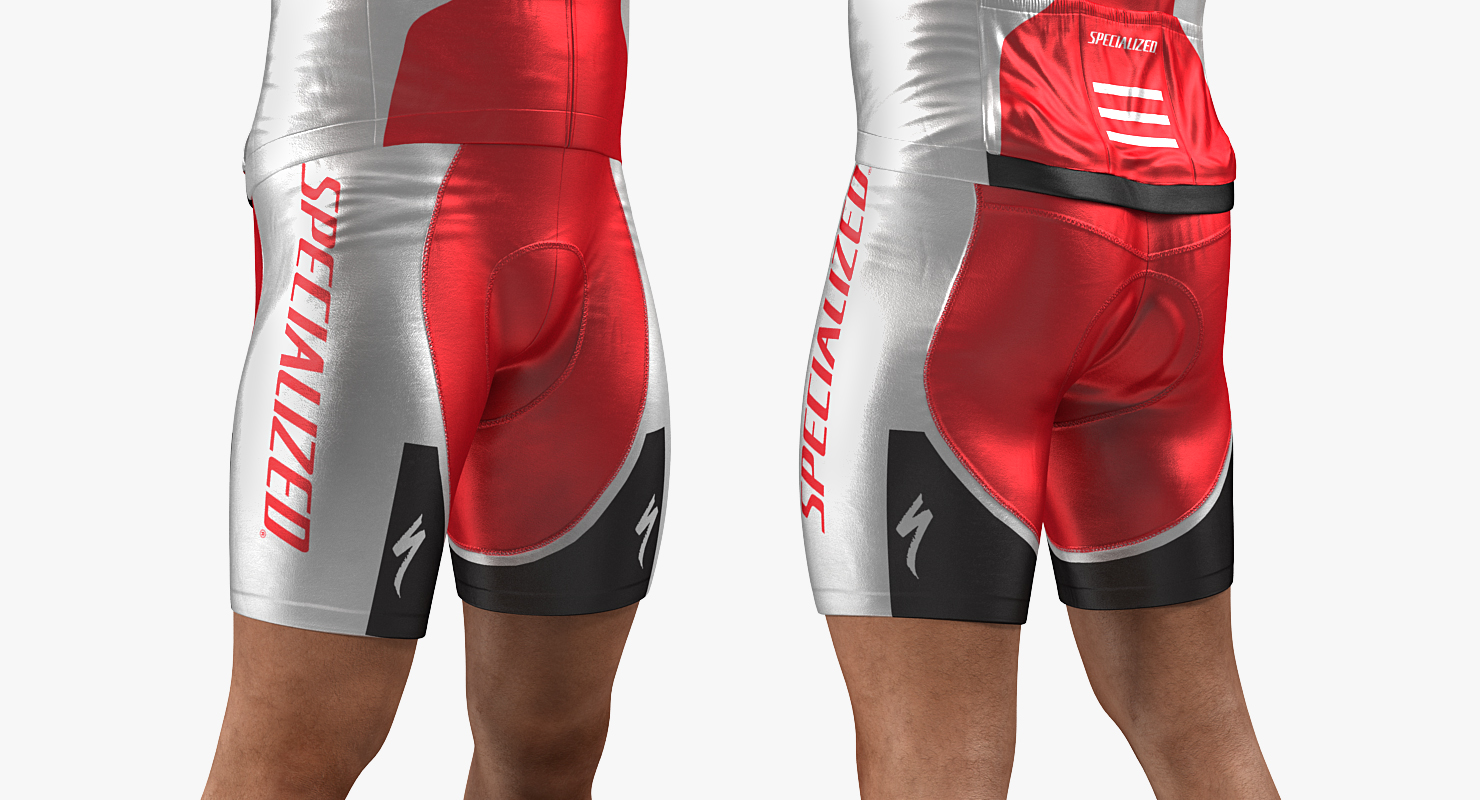 3D Bicyclist in Red Suit Rigged model