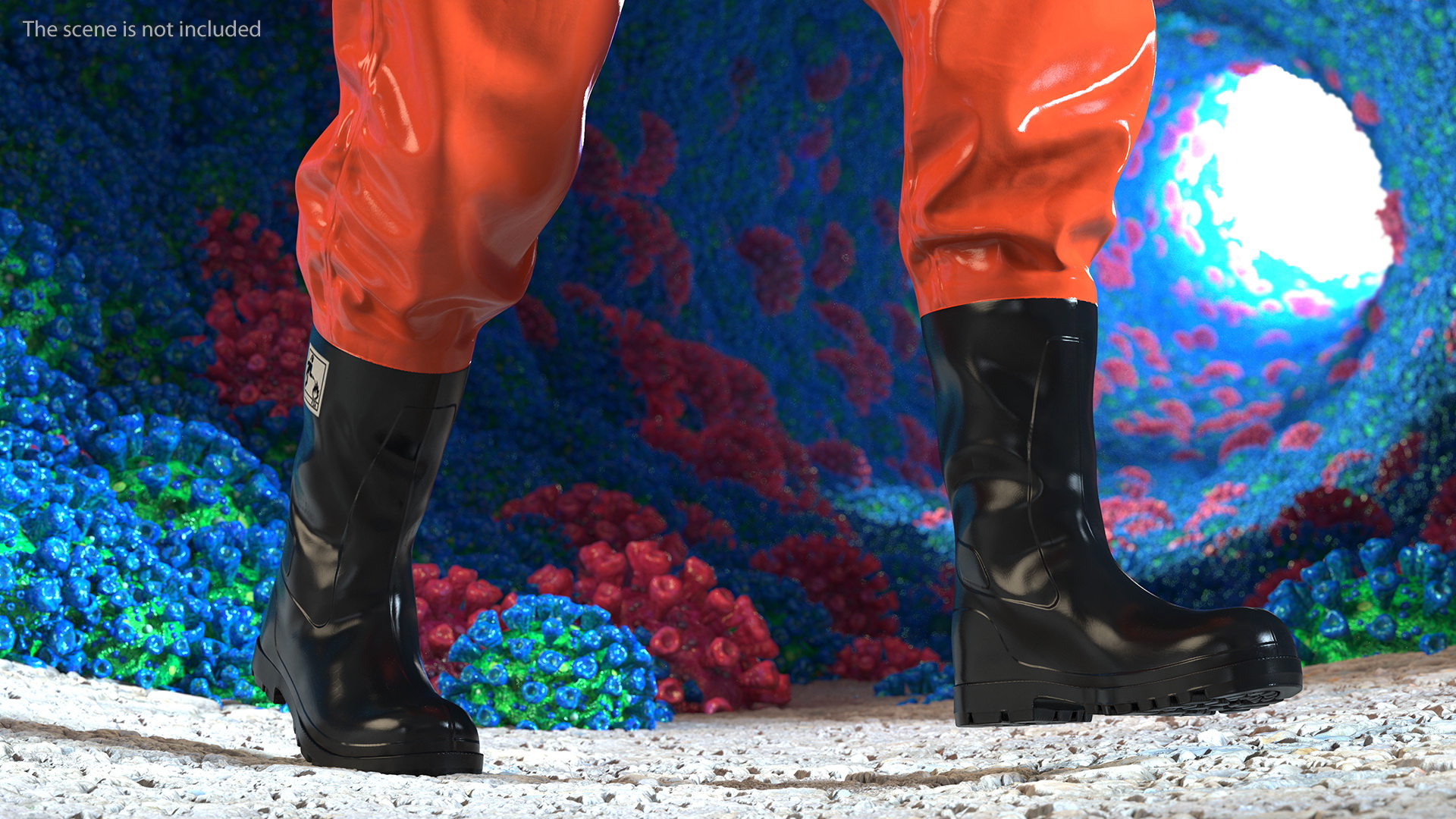 Heavy Duty Chemical Protective Suit Walking Pose Red 3D