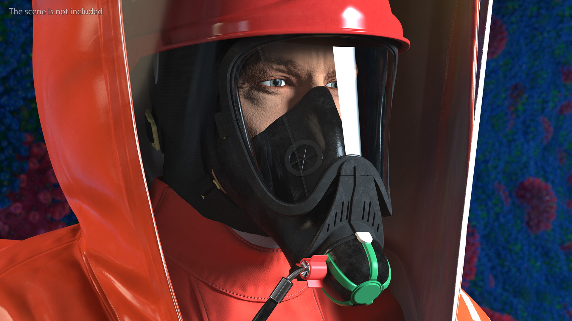 Heavy Duty Chemical Protective Suit Walking Pose Red 3D