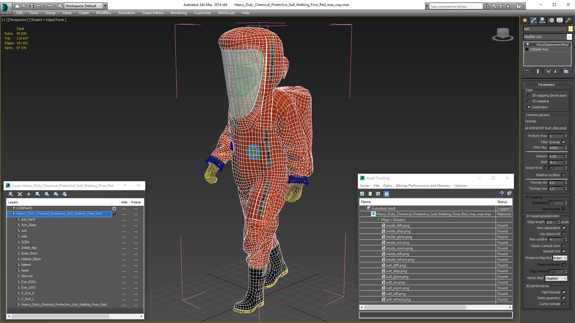 Heavy Duty Chemical Protective Suit Walking Pose Red 3D