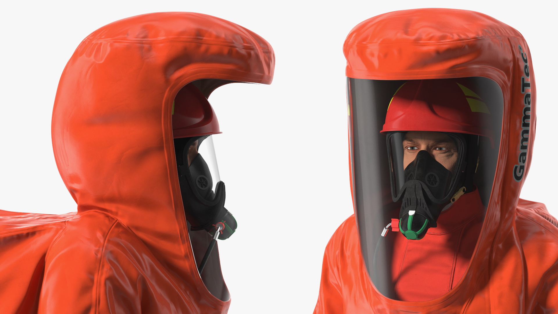 Heavy Duty Chemical Protective Suit Walking Pose Red 3D