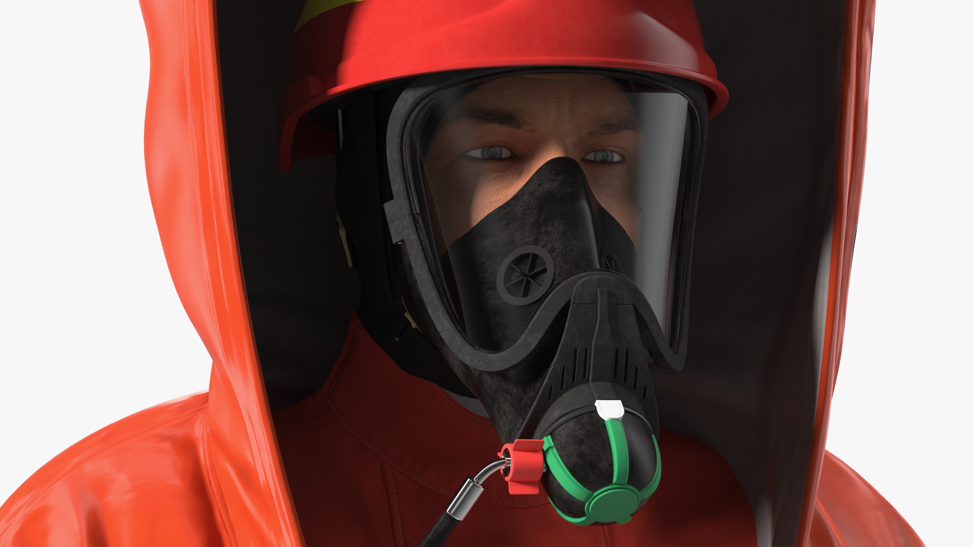 Heavy Duty Chemical Protective Suit Walking Pose Red 3D