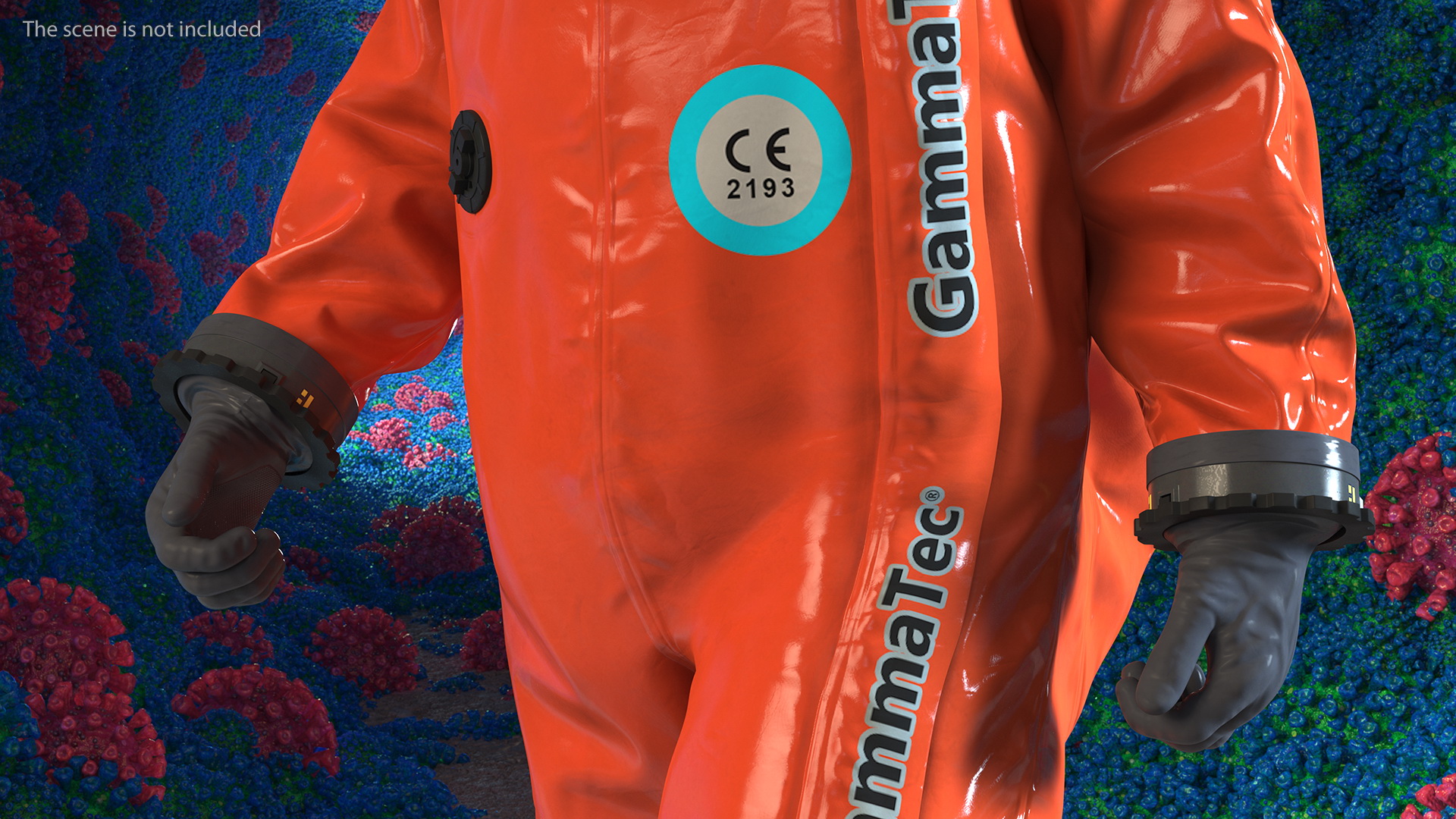 Heavy Duty Chemical Protective Suit Walking Pose Red 3D
