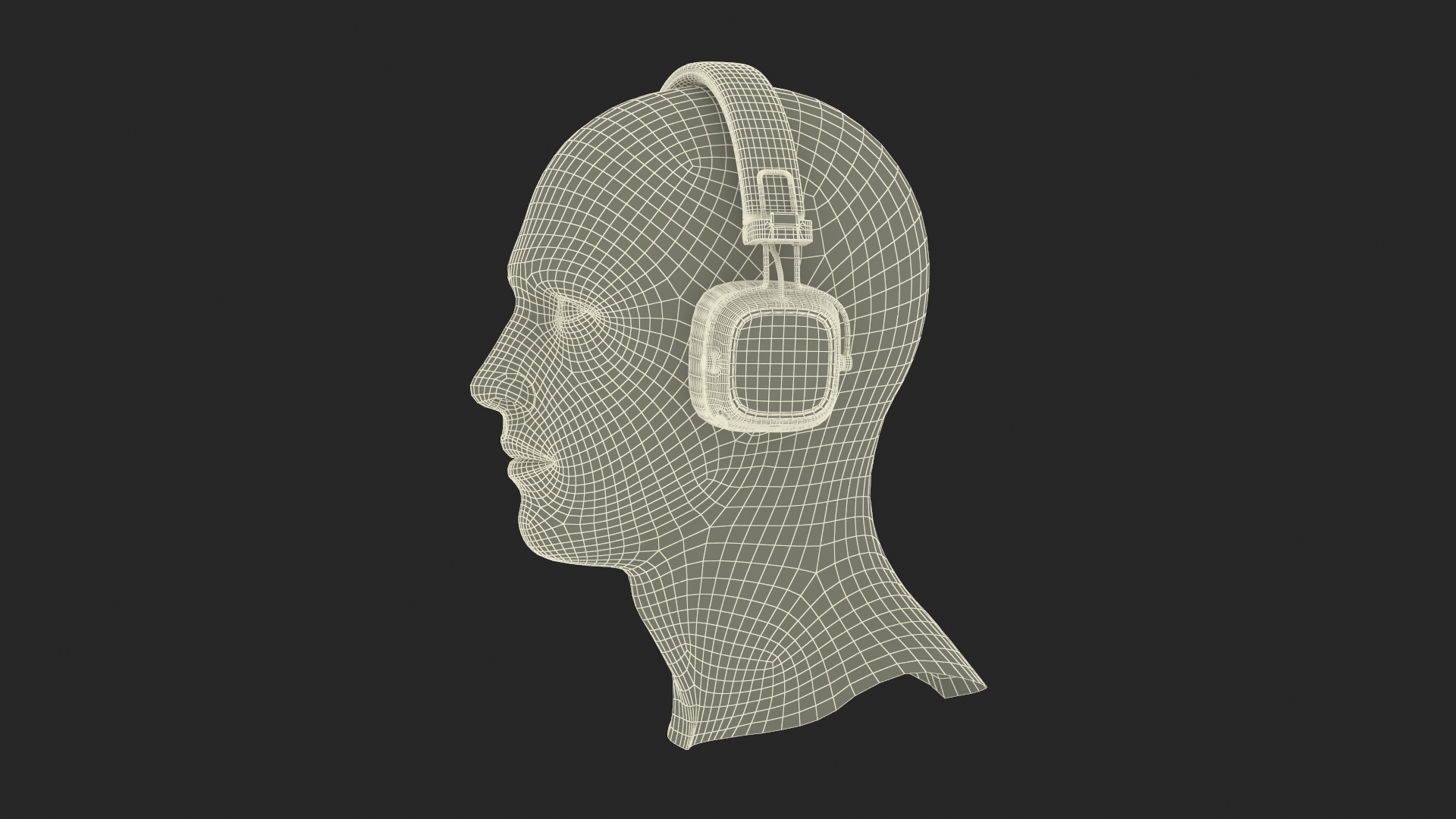 3D Headphones on Mannequin Head model