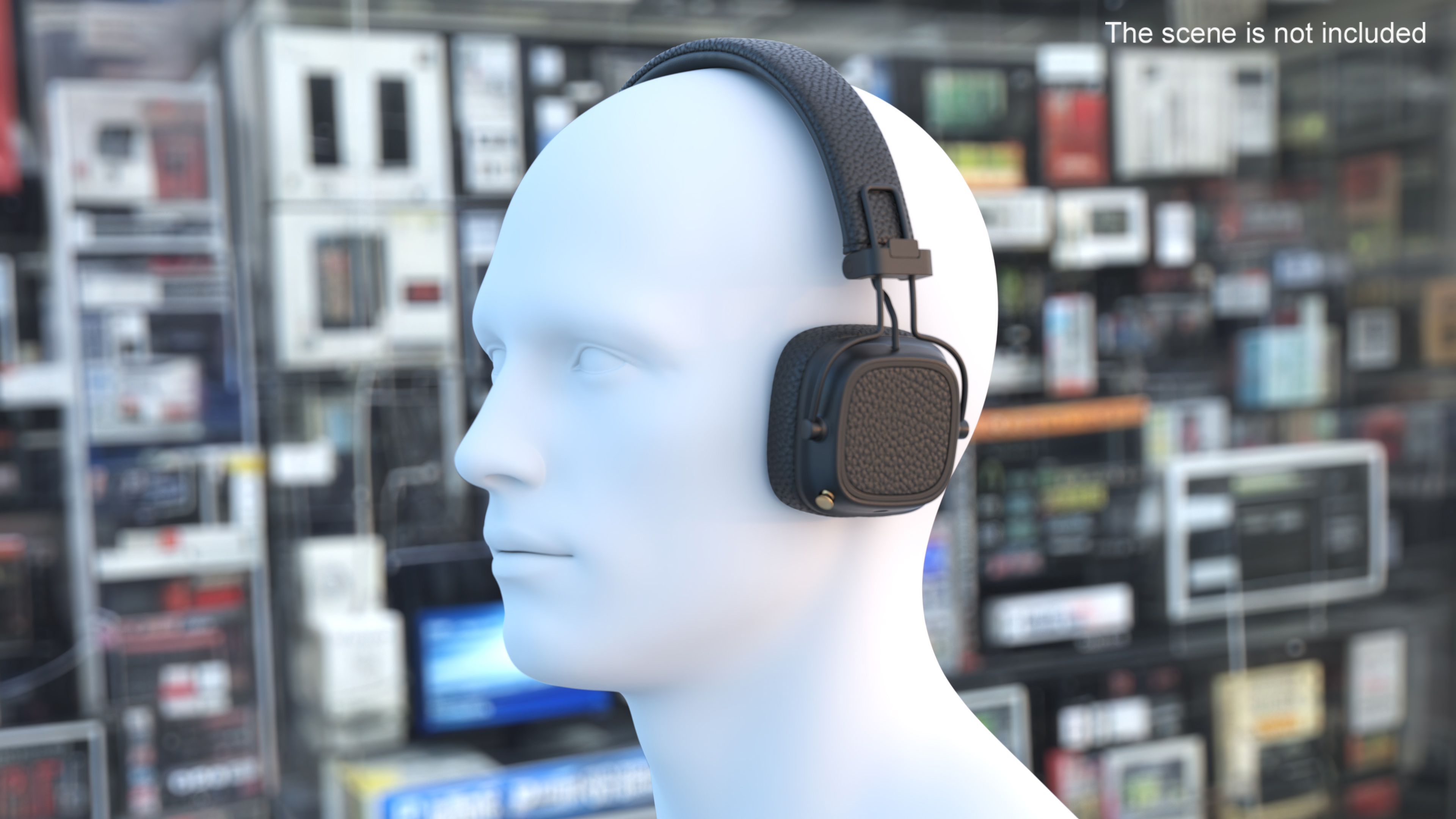 3D Headphones on Mannequin Head model