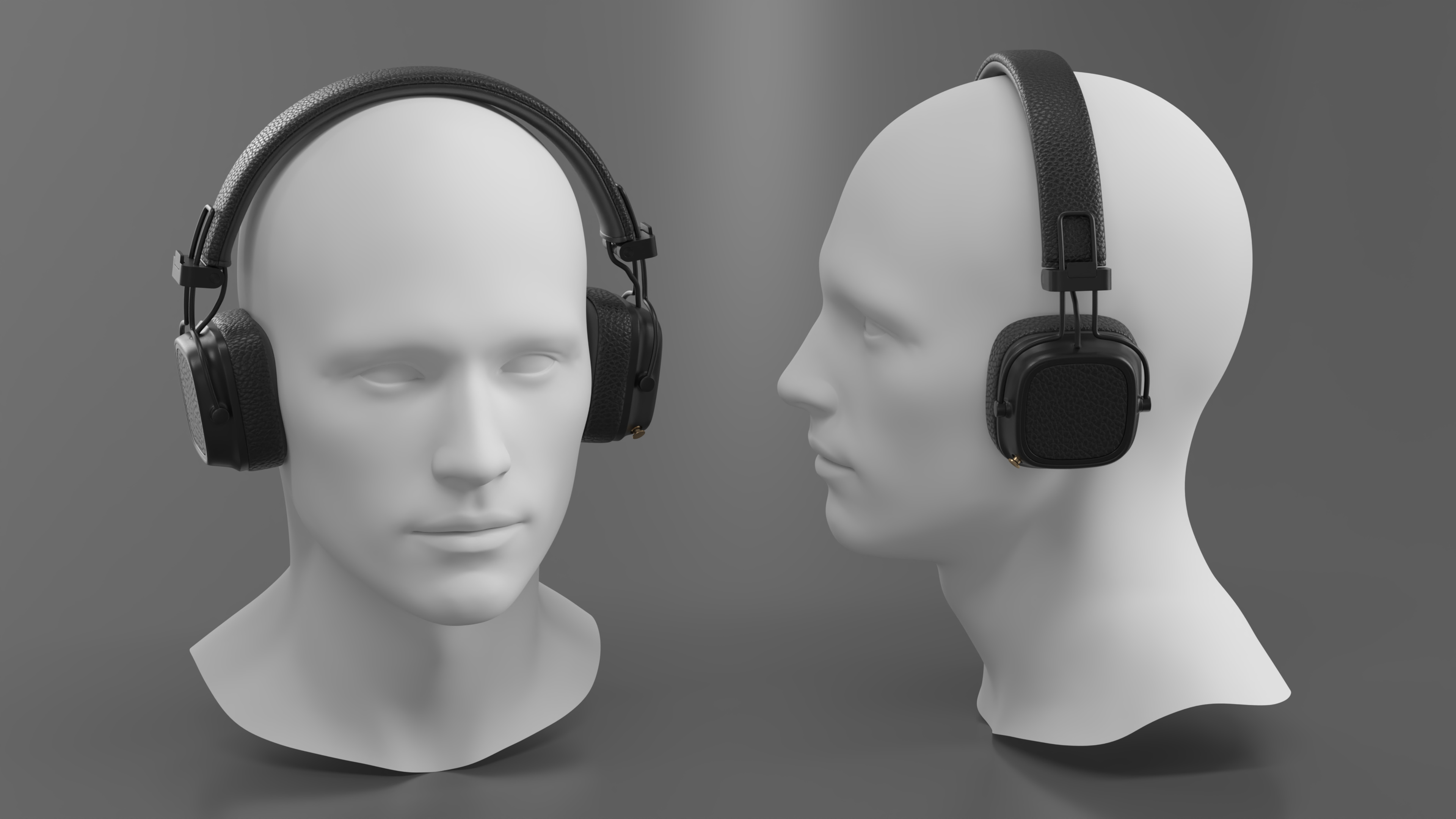 3D Headphones on Mannequin Head model